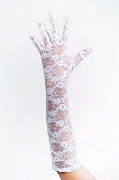 Handschuhe Damen Spitze Netz Weiß Modell Z074