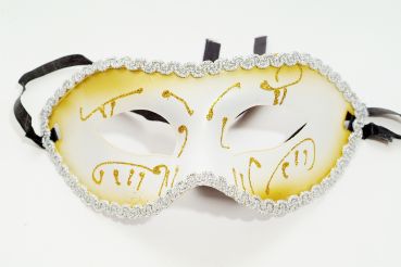 Venezianische Halb-Maske Weiß Gold Modell: 65-01
