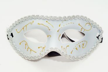 Venezianische Halb-Maske Weiß Gold Modell: 65-56