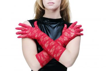 Handschuhe Damen Spitze Netz Rot Modell: Z075