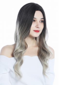 Perücke lang wellig Ombre Braun Blond Balayage Highlights Modell: LC179-5-R10T85/88A