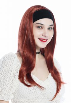Perücke Halbperücke Stirnband lang glatt dunkles Rot Kupferrot Modell: H9306-350