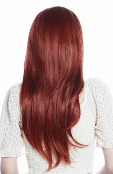 Perücke Halbperücke Stirnband lang glatt dunkles Rot Kupferrot Modell: H9306-350