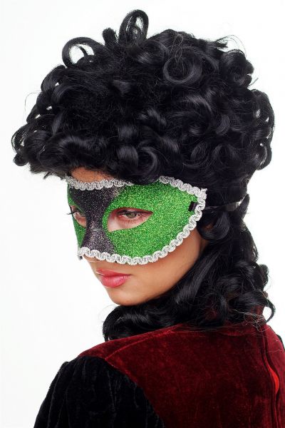 Venezianische Halb-Maske Grün Schwarz Modell: 65-62