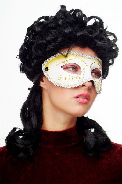Venezianische Halb-Maske Weiß Gold Modell: 65-01
