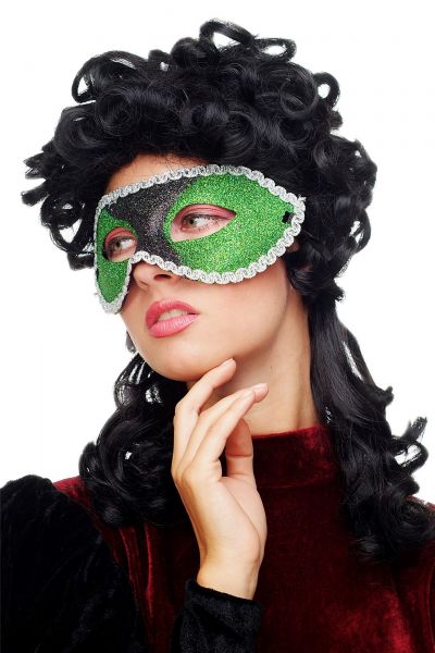 Venezianische Halb-Maske Grün Schwarz Modell: 65-62