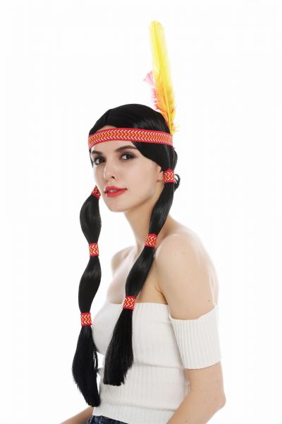 Perücke Indianerin Indianer-Frau Stirnband Zöpfe Modell: 6081